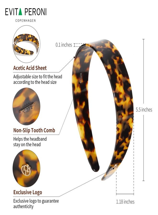 EVITA PERONI Wide Headbands for Women with Teeth Acetate Resin Hair Bands for Women's Hair No Headache Headband No Slip Hairbands-Black - Image 3